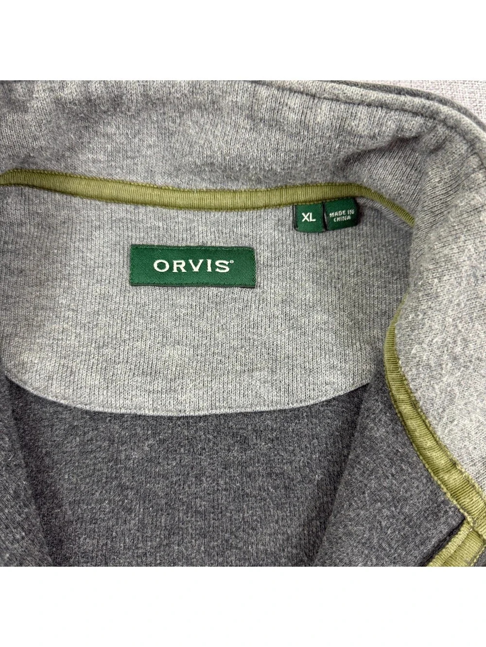 Orvis Mens XL Gray 1/4 Zip Pullover Sweatshirt Cotton Mock Neck